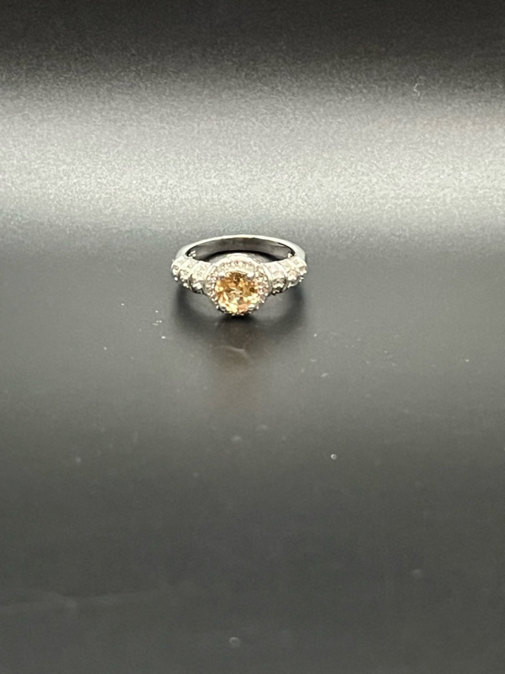 Yellow Sapphire Halo Engagement Ring in Sterling Silver